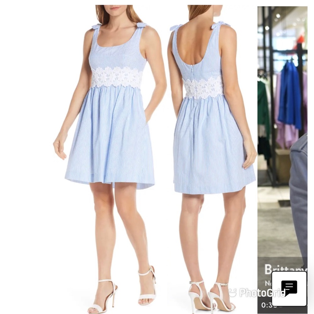 NEW Blue white stripe searsucker Lilly Pulitzer dress